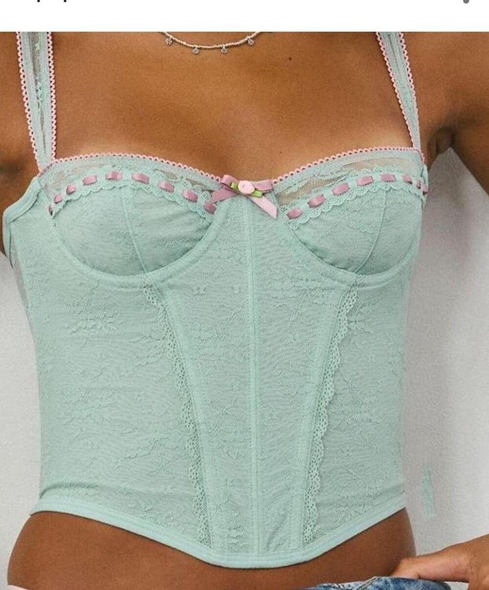 Y2K Out From Under Urban Outfitters Lace Bustier Corset Top XS NWT - Picture 2 of 10